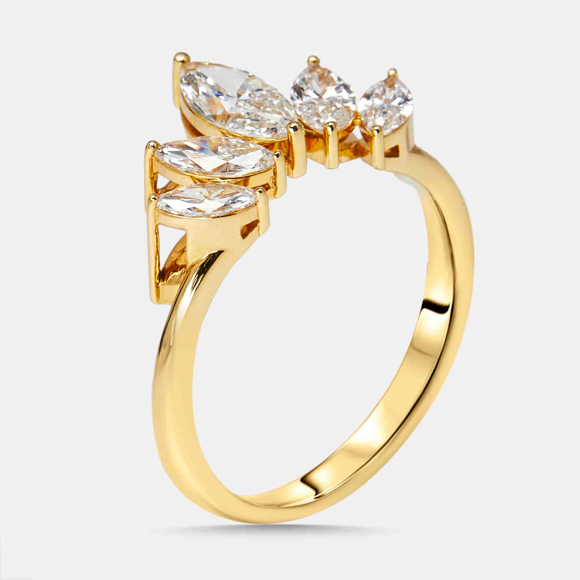 1 cts Marquise Lab Grown Diamonds 18k Yellow Gold Ring Size 52
