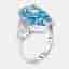 13.3 cts Vivid Blue Pear, Trillion Lab Grown Diamonds 18k White Gold Ring Size 53