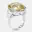 22 cts Fancy Yellow Cushion, Trillion Lab Grown Diamonds 18k White Gold Ring Size 55