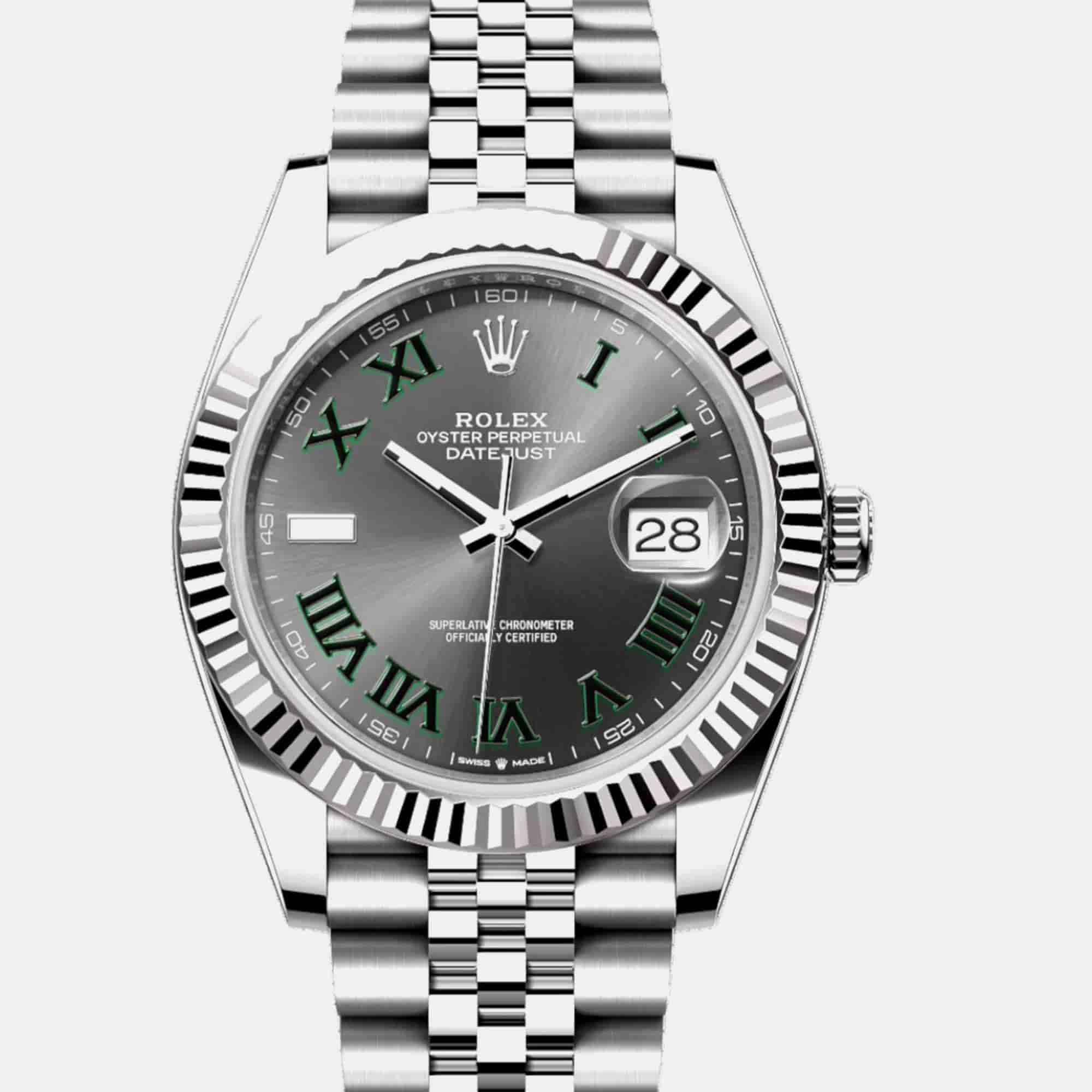 Rolex Datejust 126334 Wimbledon Slate Stainless Steel Automatic Men's Wristwatch 41 Mm