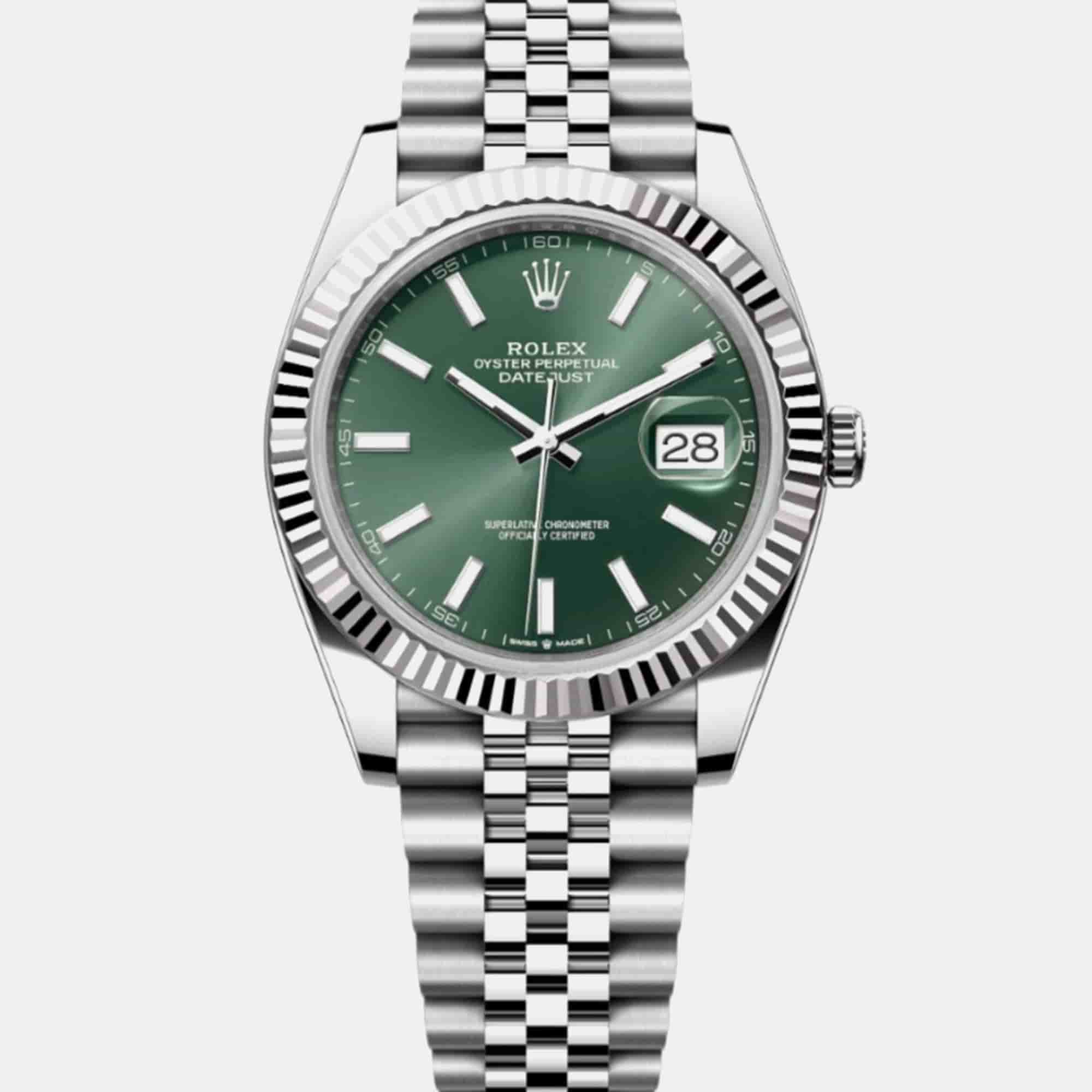 Rolex Datejust 126334 Mint Green Stainless Steel Automatic Men's Wristwatch 41 mm