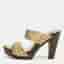 Jimmy Choo Beige/Brown Snakeskin Embossed Leather Wooden Platform Sandals Size 40