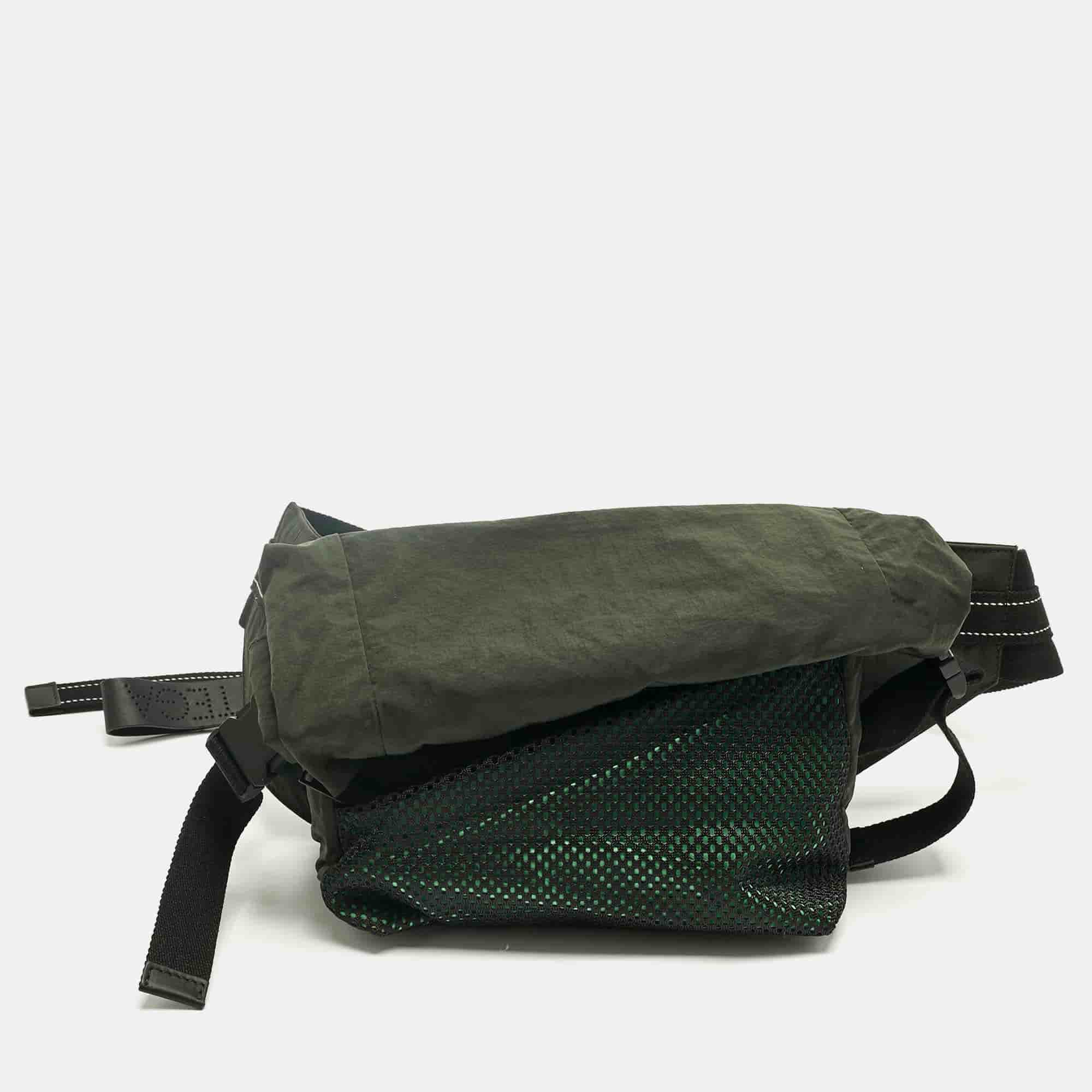 Bottega Veneta Dark Green Nylon Paper Touch Belt Bag