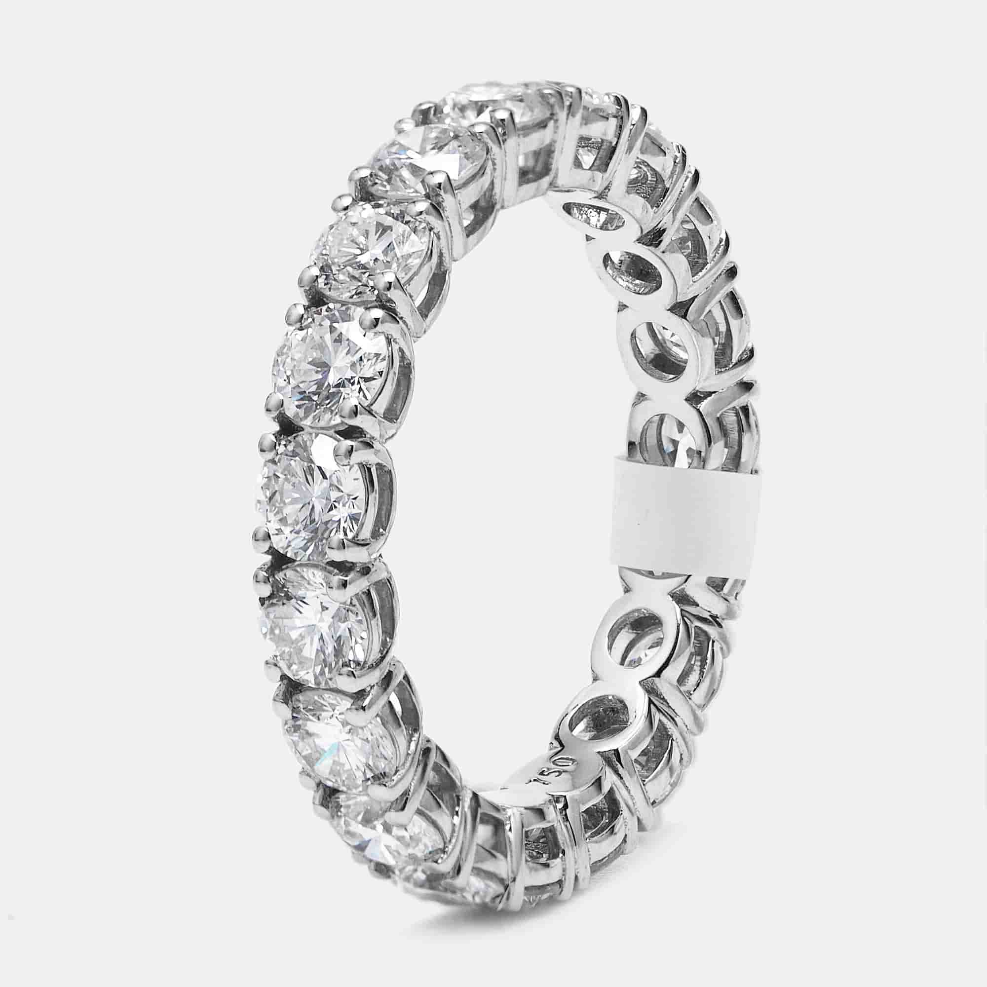 3.00 cts Round Brilliant Lab Grown Diamonds 18k White Gold Eternity Band Ring Size 52