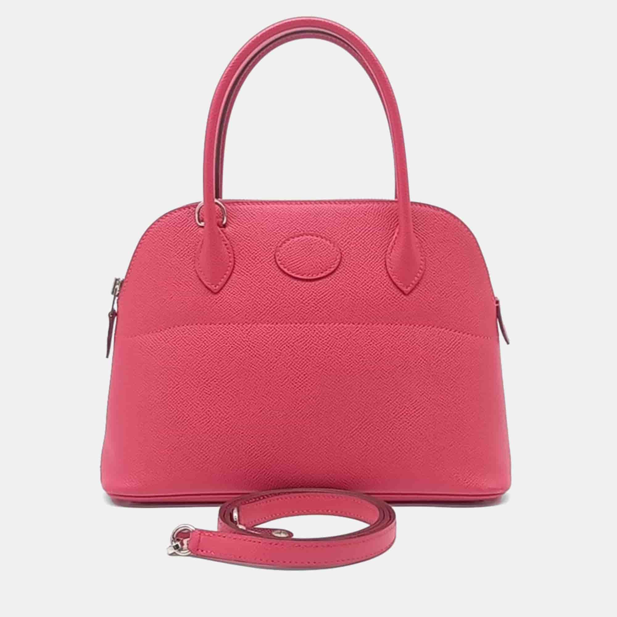 Hermes Pink Leather Bolide 27