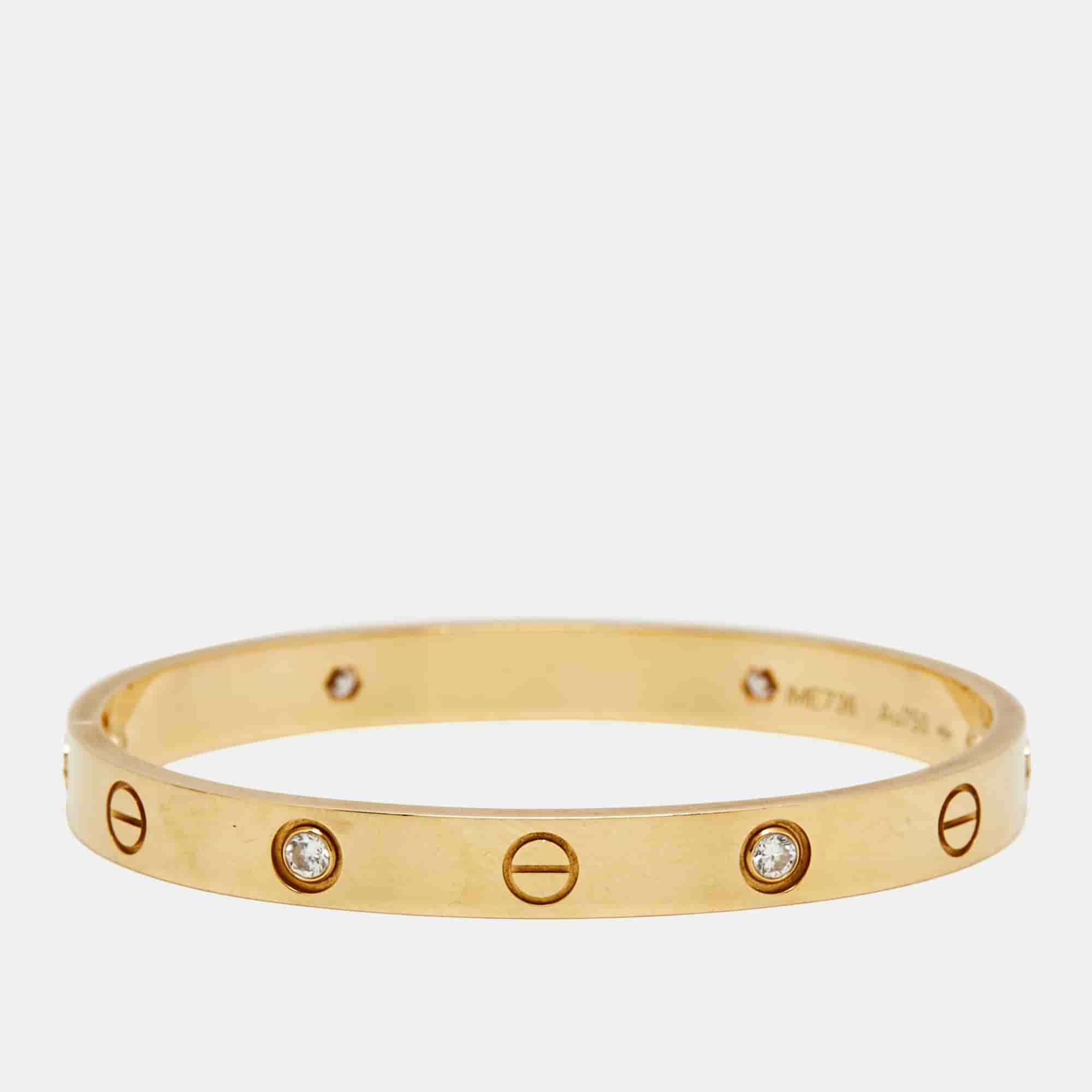 Cartier Love 4 Diamonds 18k Yellow Gold Bracelet 16