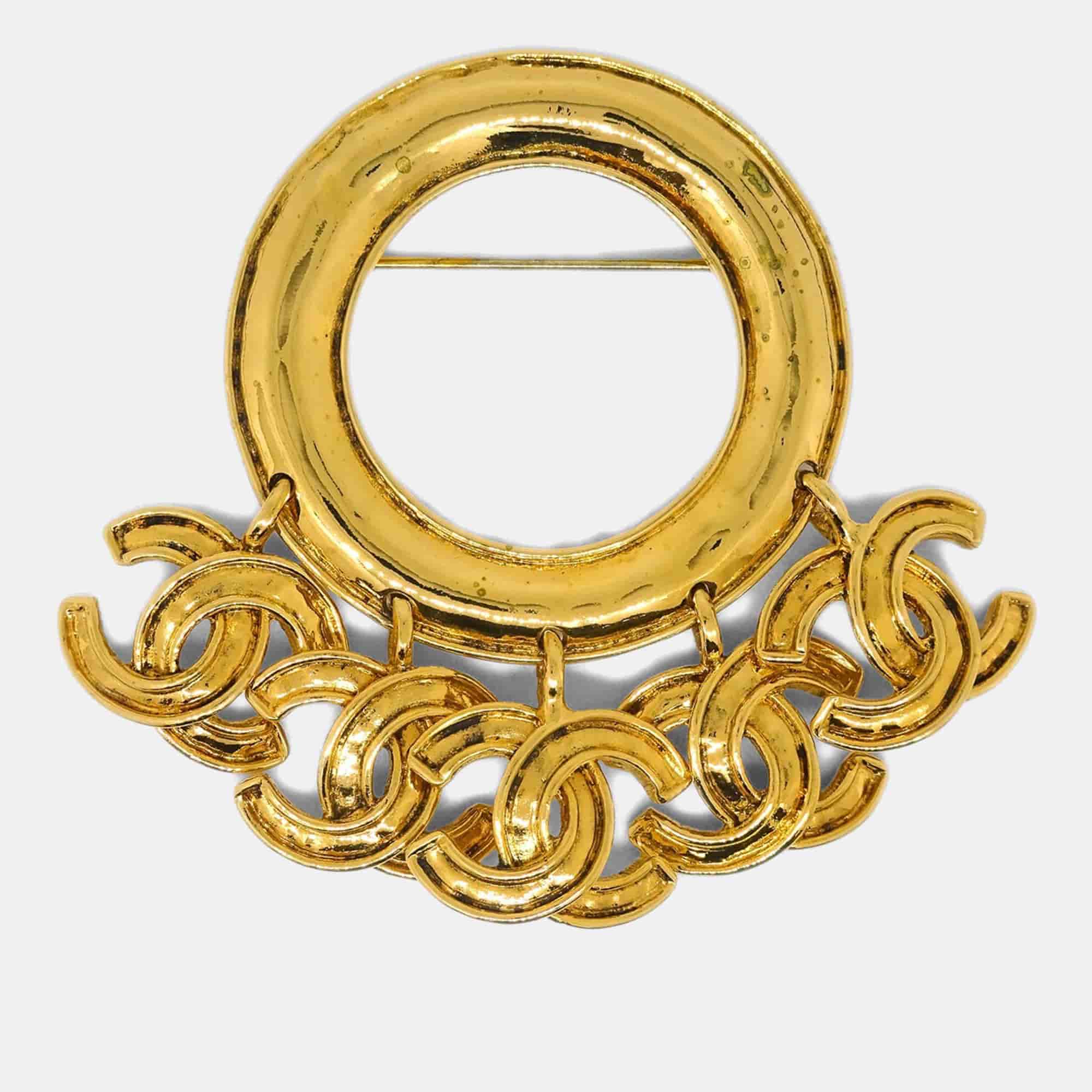 Chanel Hoop Brooch Pin Gold