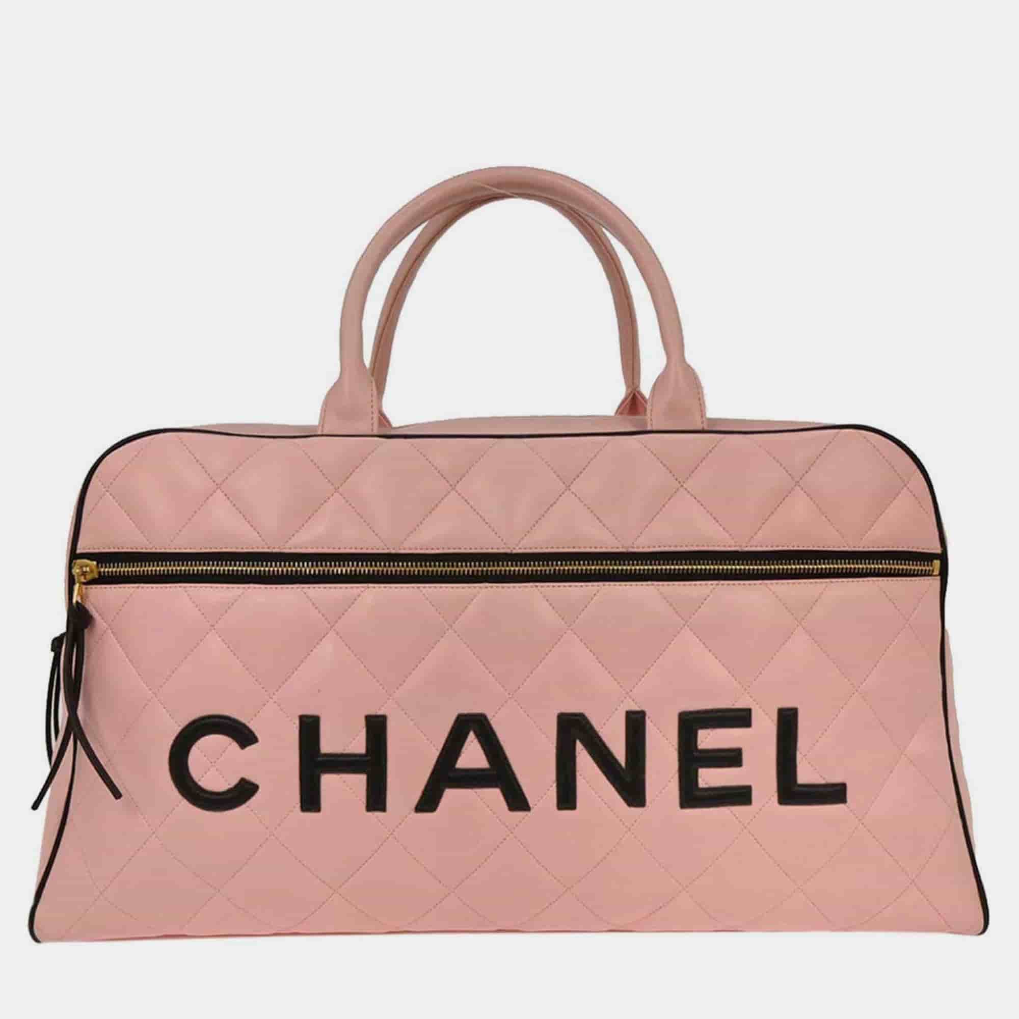 Chanel Bowling Pink Calfskin Leather Bag