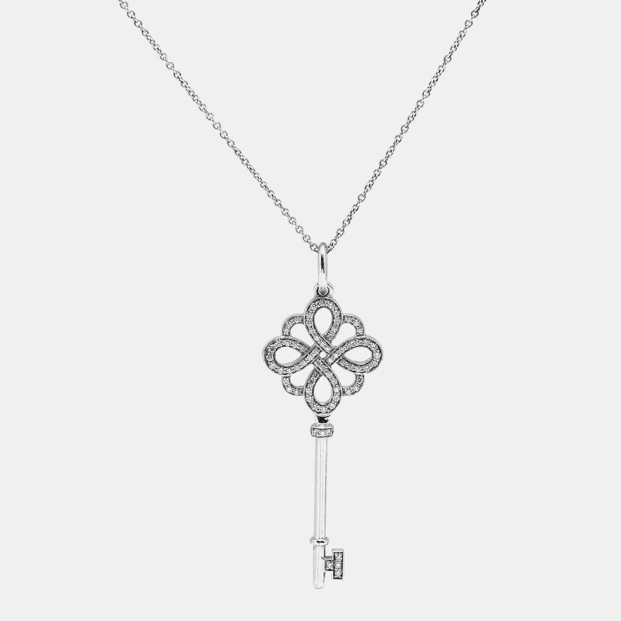 Tiffany & Co. Tiffany Victoria Key Diamonds 18k White Gold Medium Model Necklace