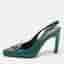 Tory Burch Pave Logo Size 37.5 Teal Green Leather Pumps