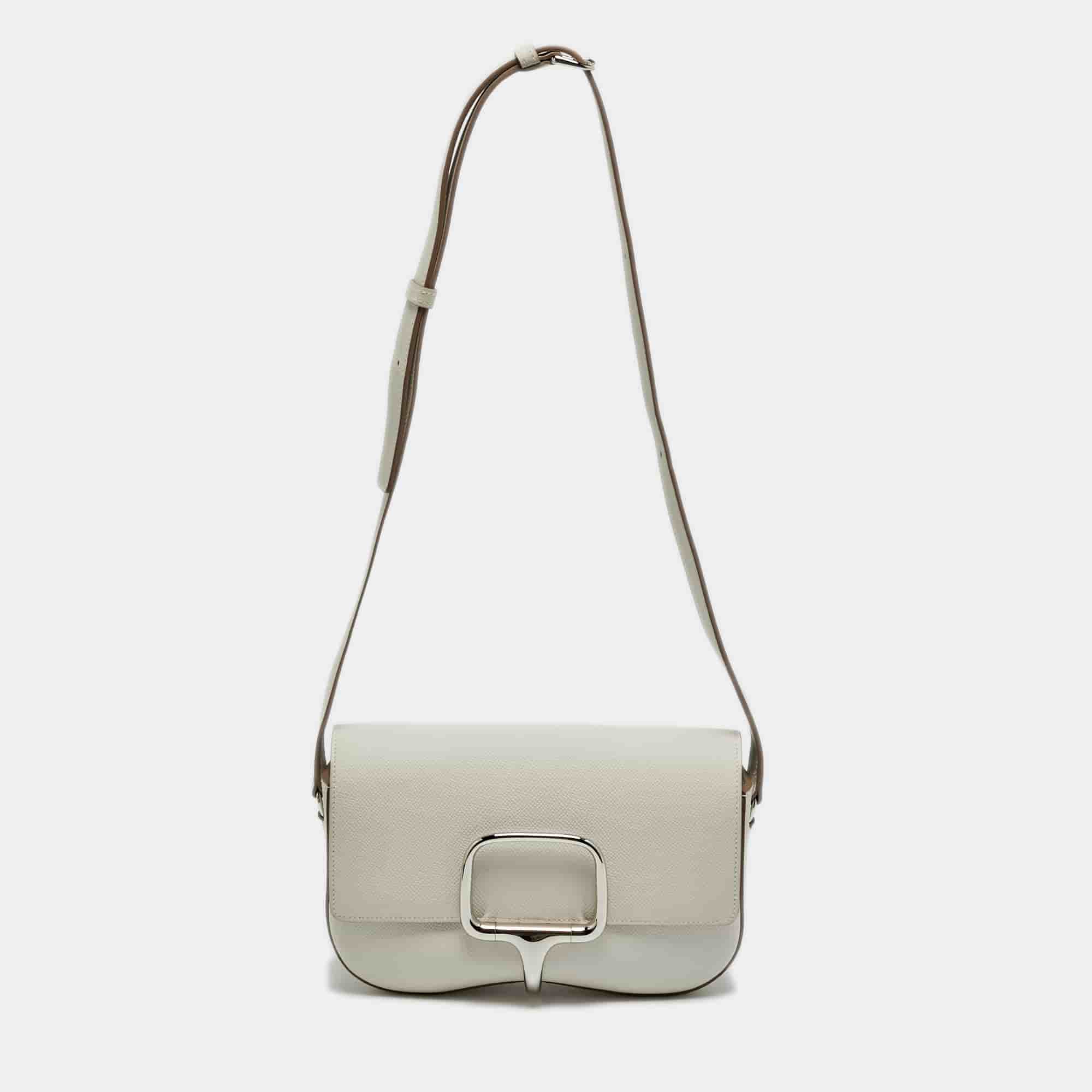 Herm&egrave;s Della Cavalleria Elan Gris Pale Epsom Leather Shoulder Bag