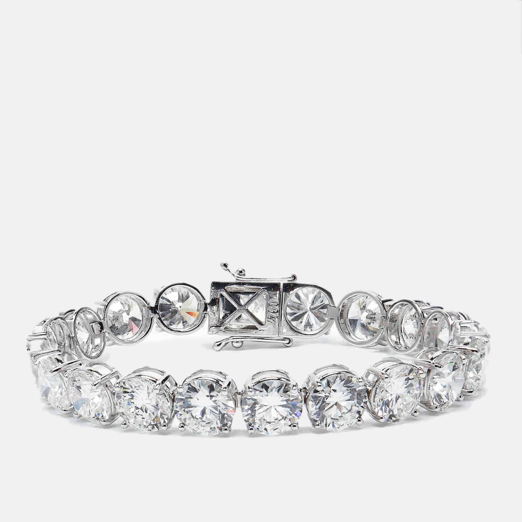 39.66 cts Round Lab Grown Diamonds 18k White Gold Bracelet