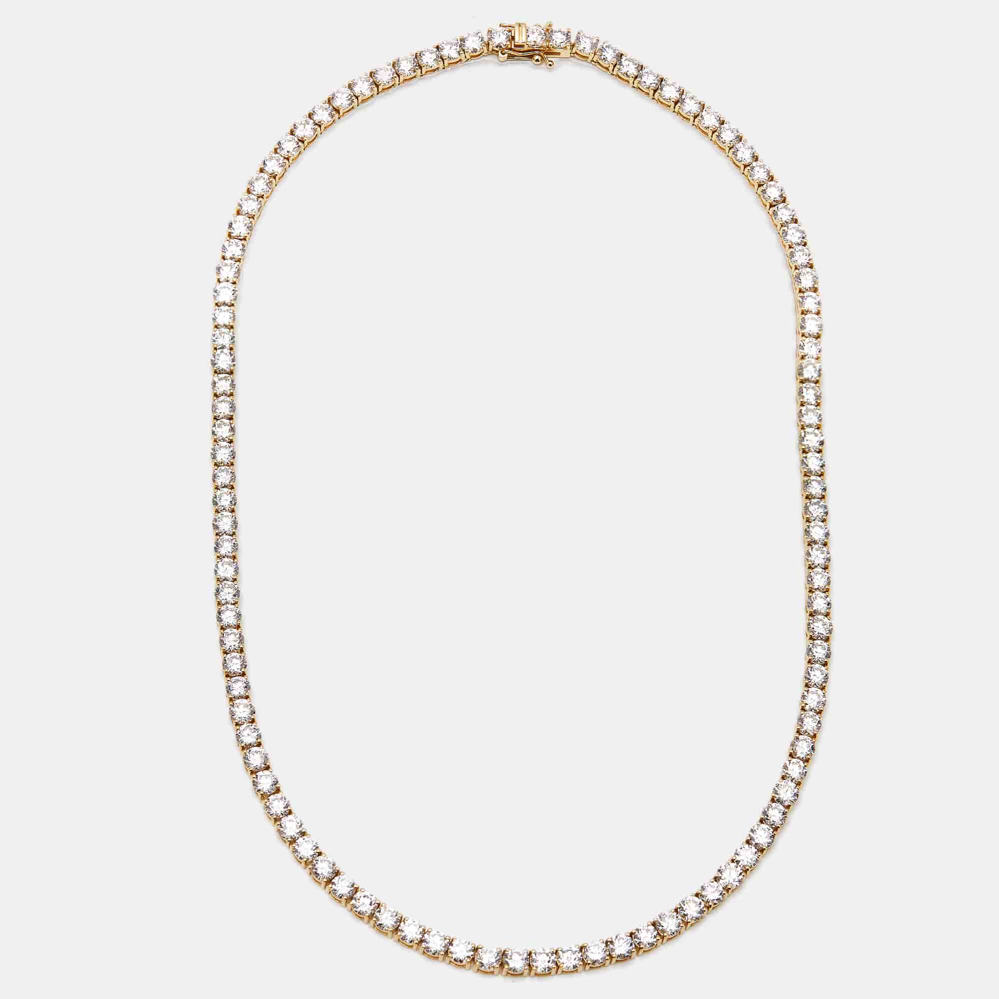 26 cts Round Lab Grown Diamonds 18k Yellow Gold Necklace