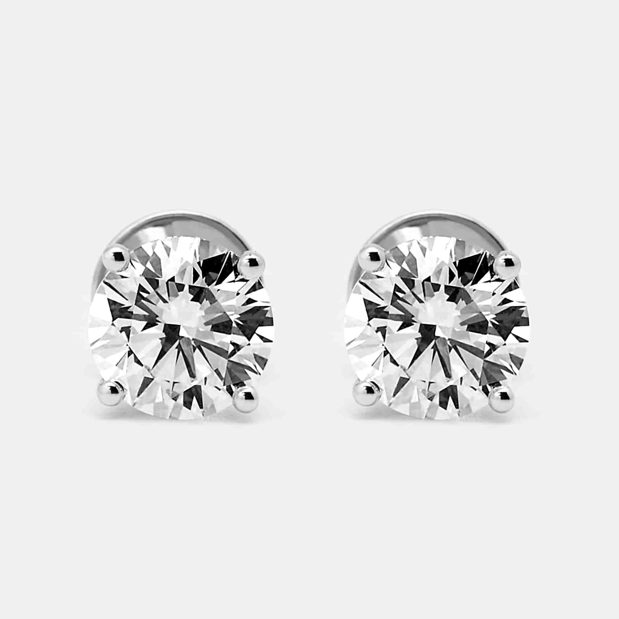 4.00 cts Round Brilliant Cut 18k White Gold Stud Earrings
