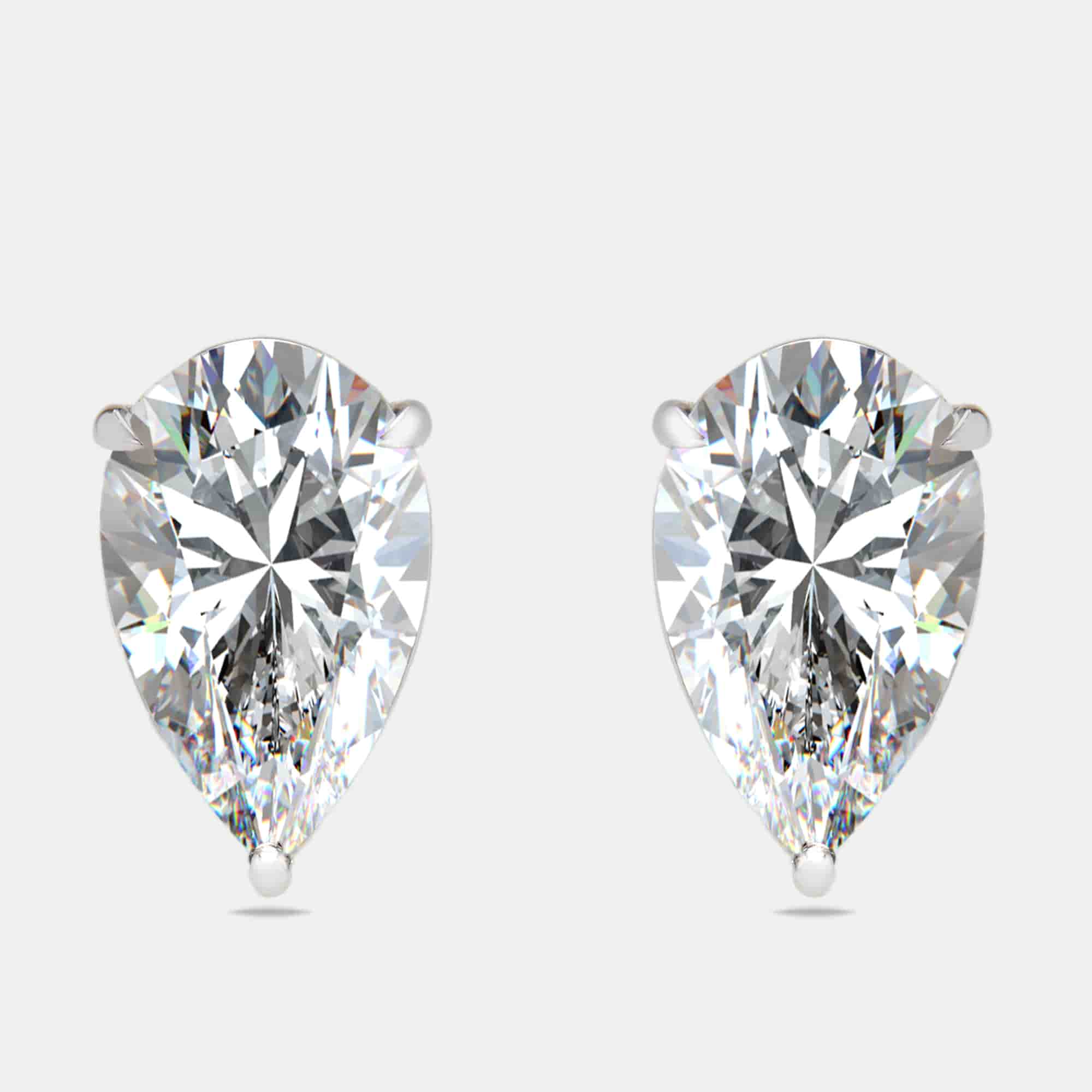 6.00 cts Pear Brilliant Cut 18k White Gold Stud Earrings