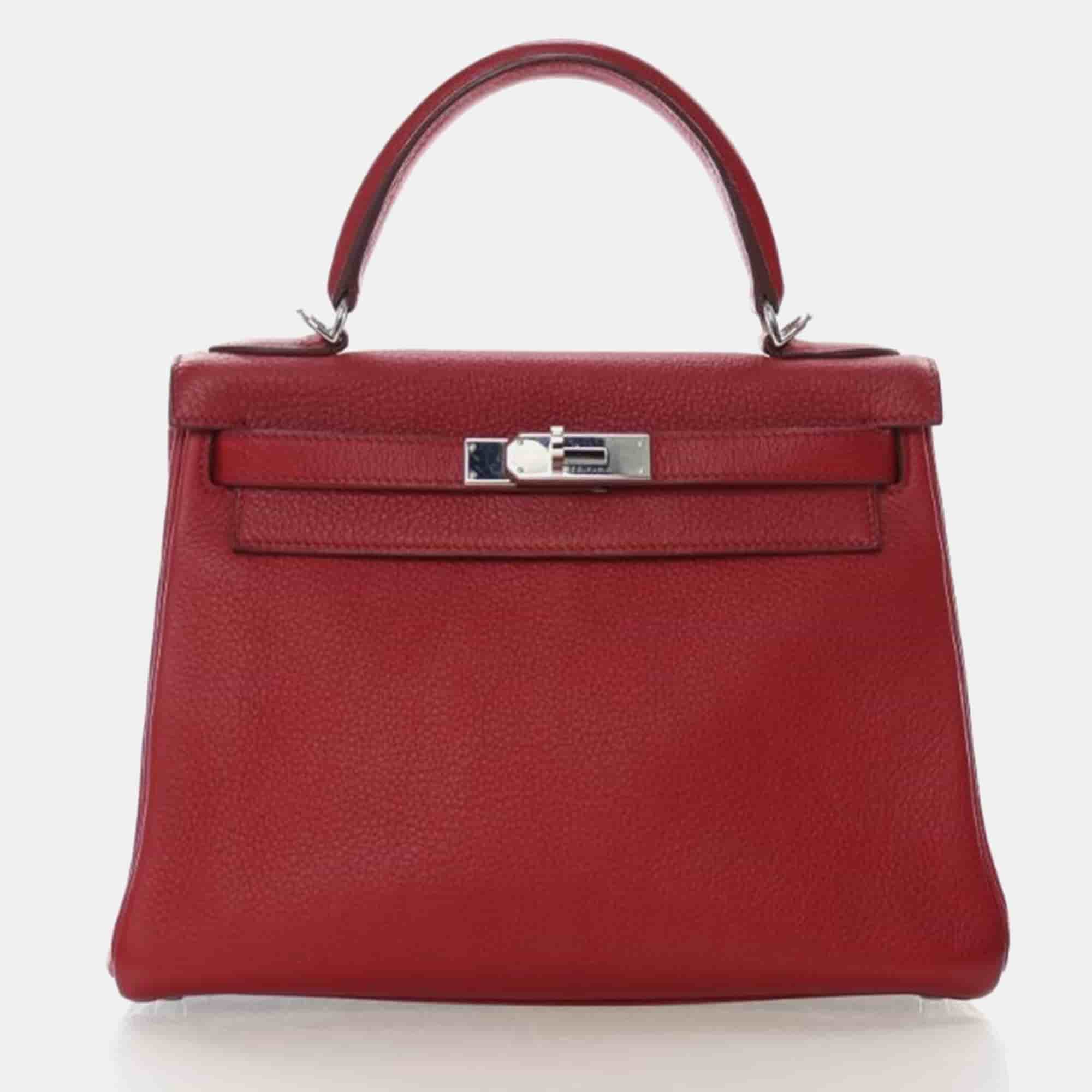 Hermes Kelly 28 Red Togo Calfskin Leather Top Handle Bag
