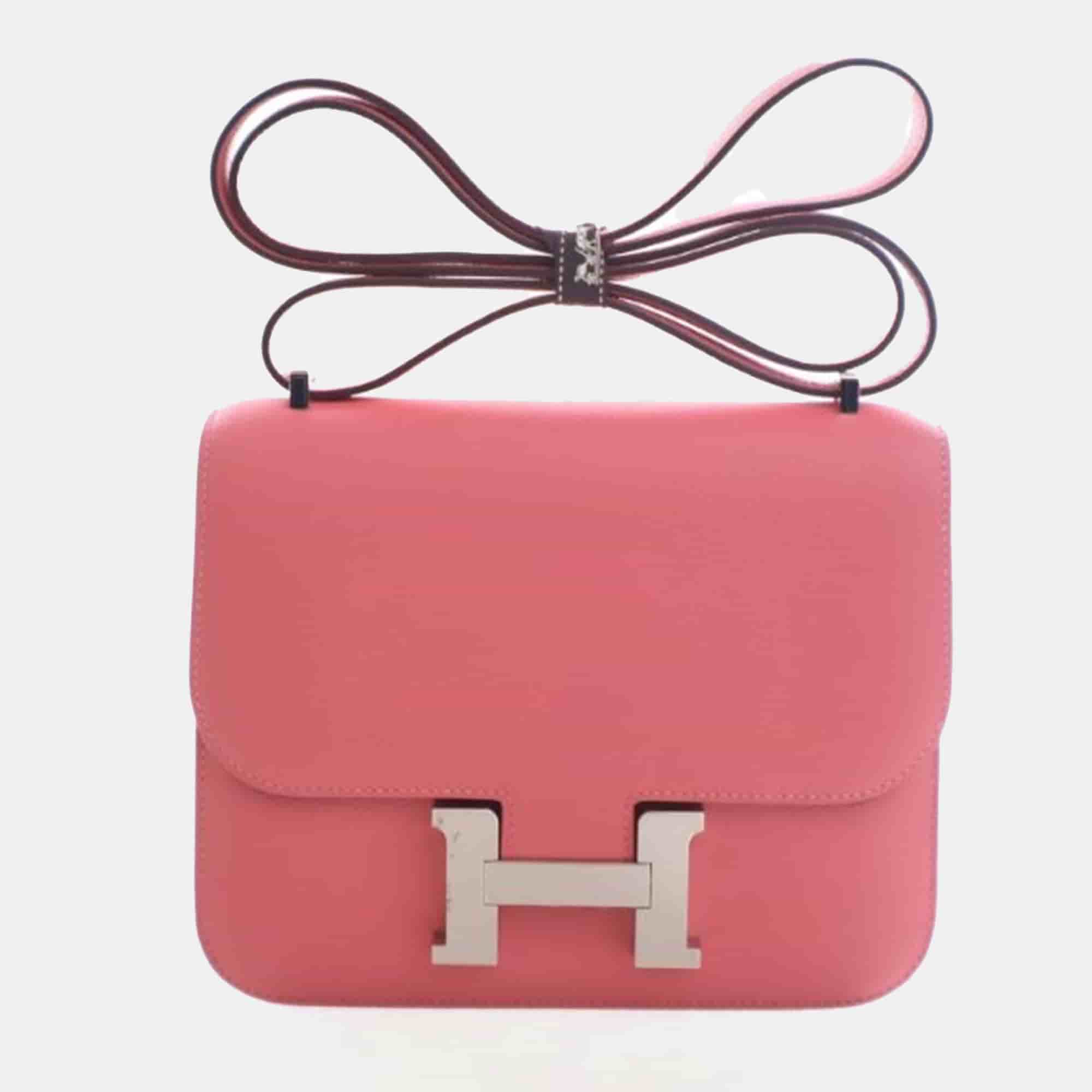 Hermes Constance 18 Pink Evercolor Calfskin Leather Shoulder Bag