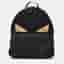 Fendi Bag Bugs Black Leather Nylon Backpack Bag