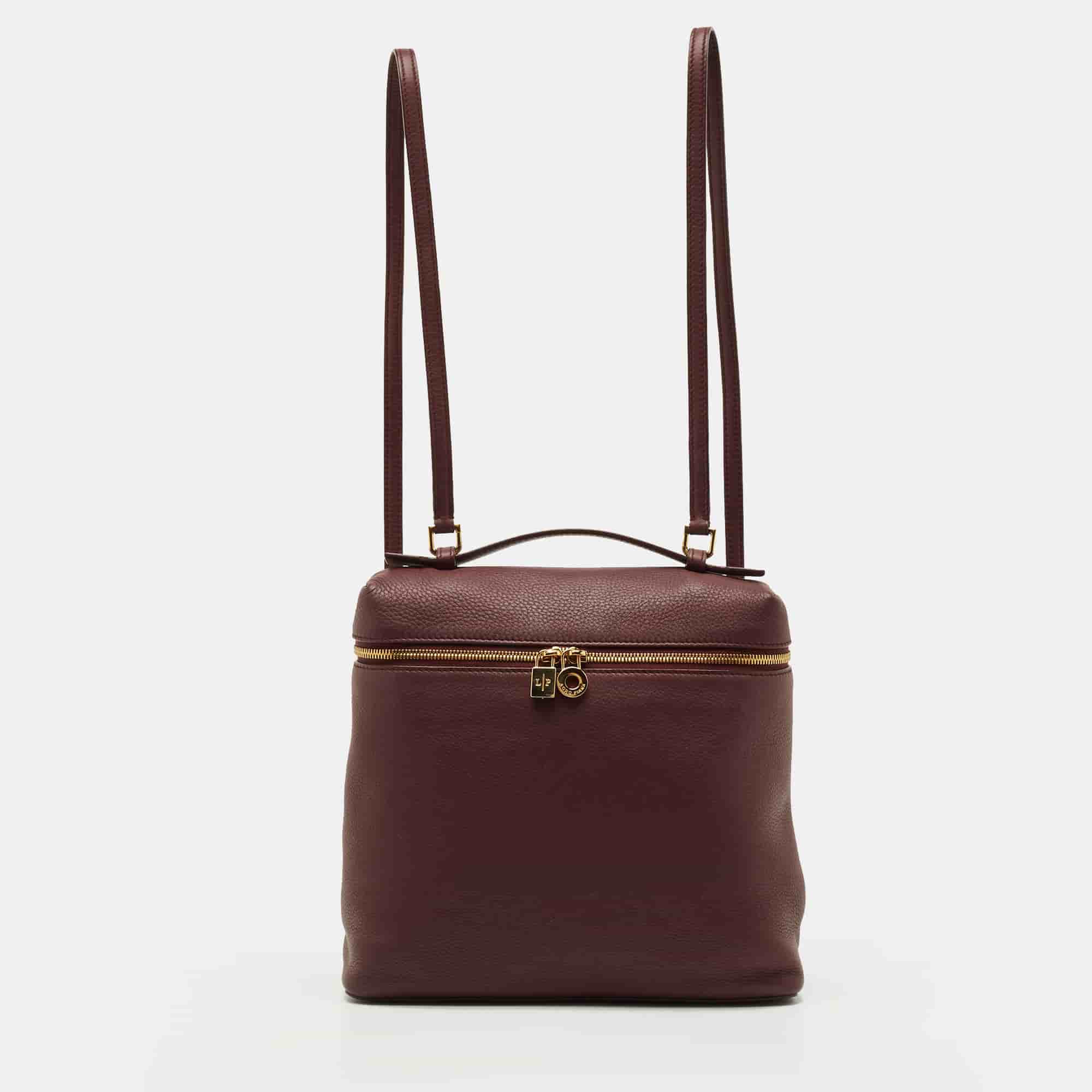 Loro Piana Extra Pocket L23.5 Burgundy Leather Backpack