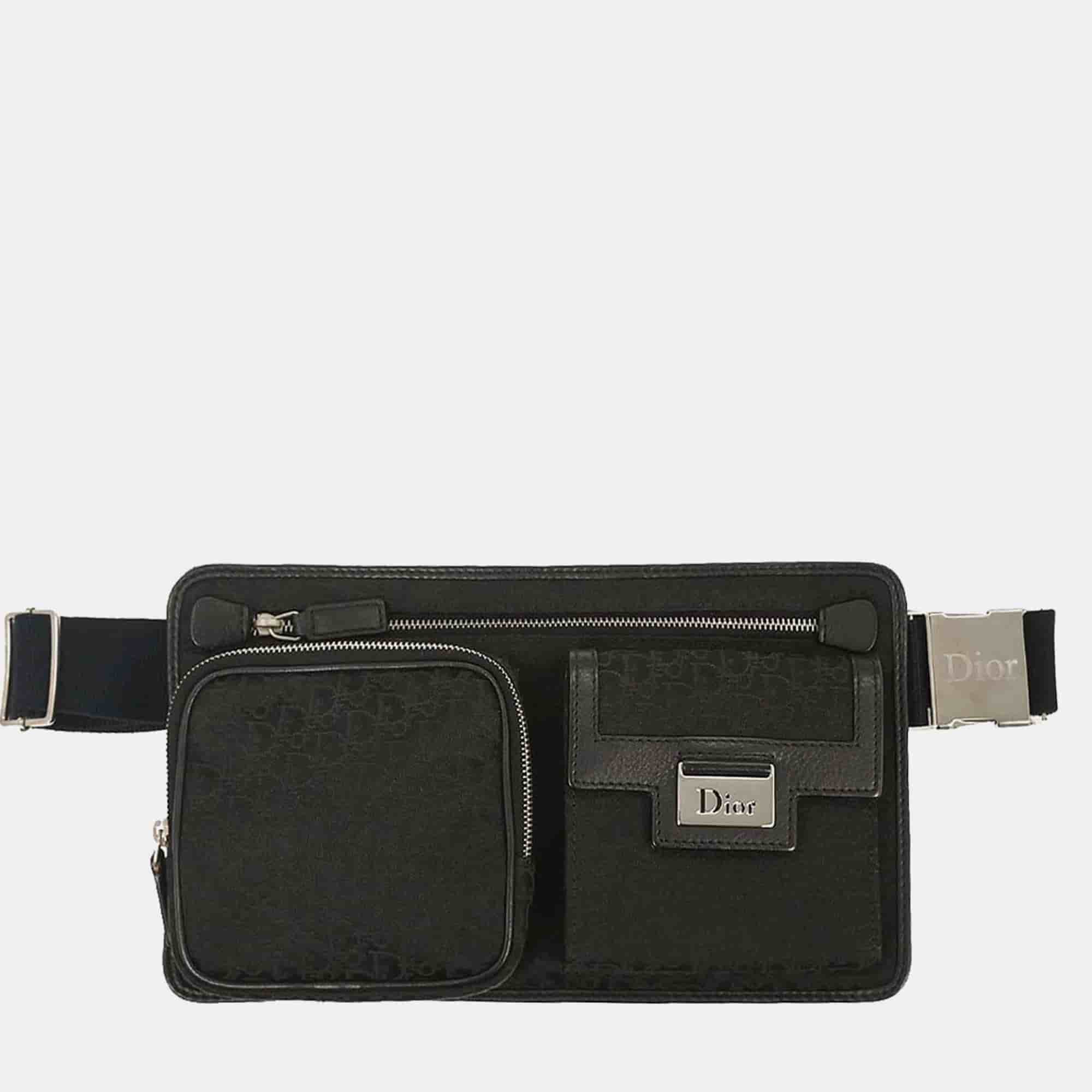 Dior Trotter Street Chic Black Trotter Canvas Belt Bag