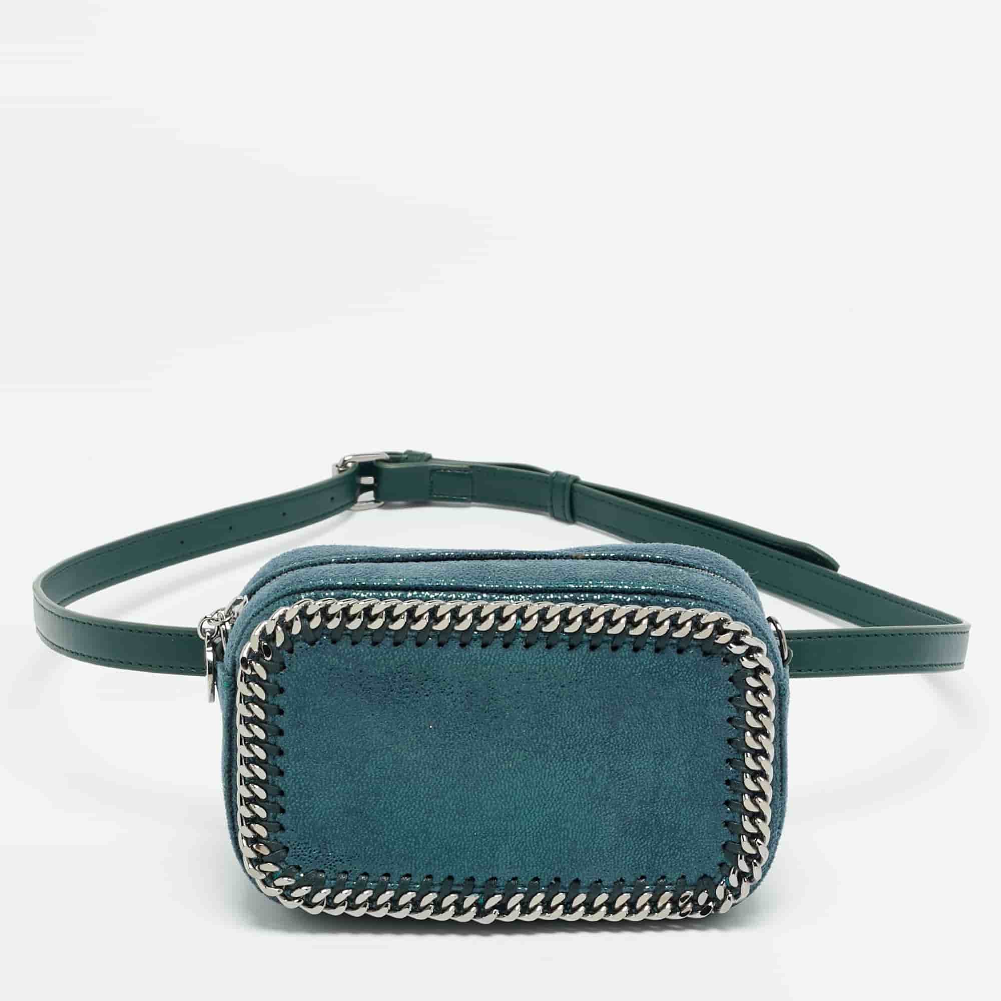 Stella McCartney Falabella Metallic Green Shimmering Faux Suede Belt Bag