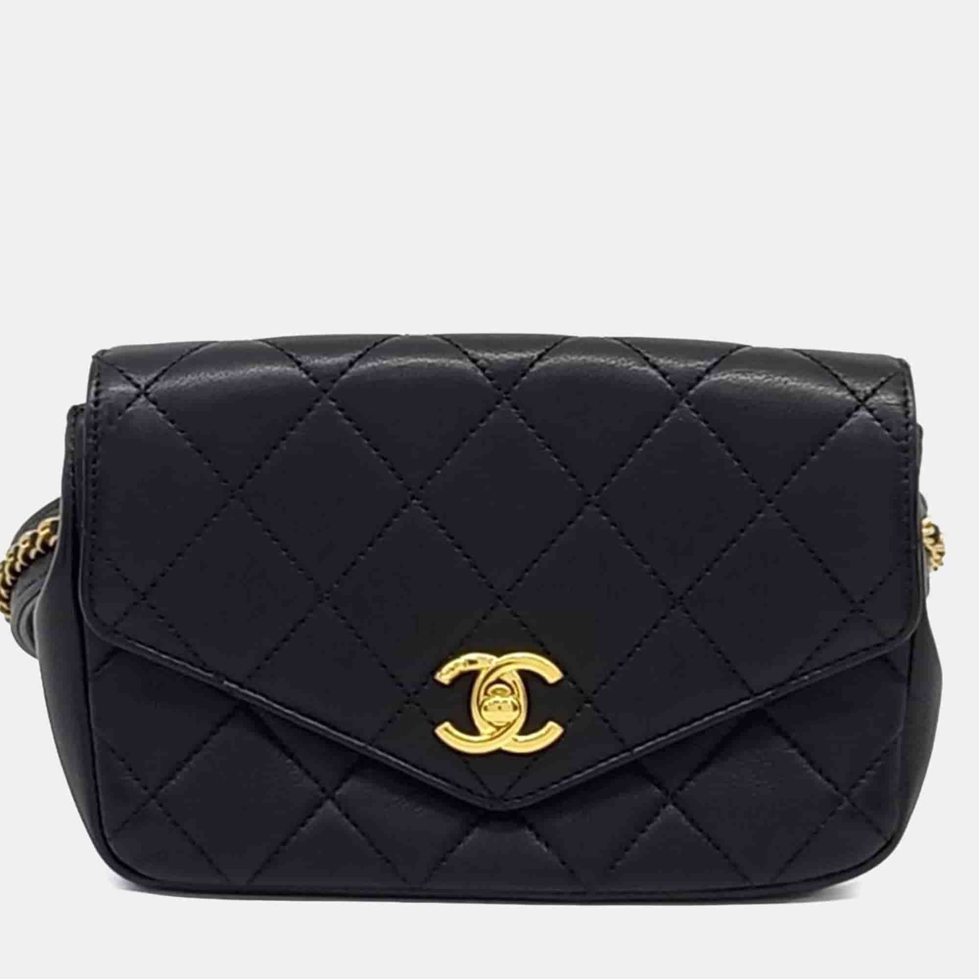 Chanel Black Leather Belt Bag