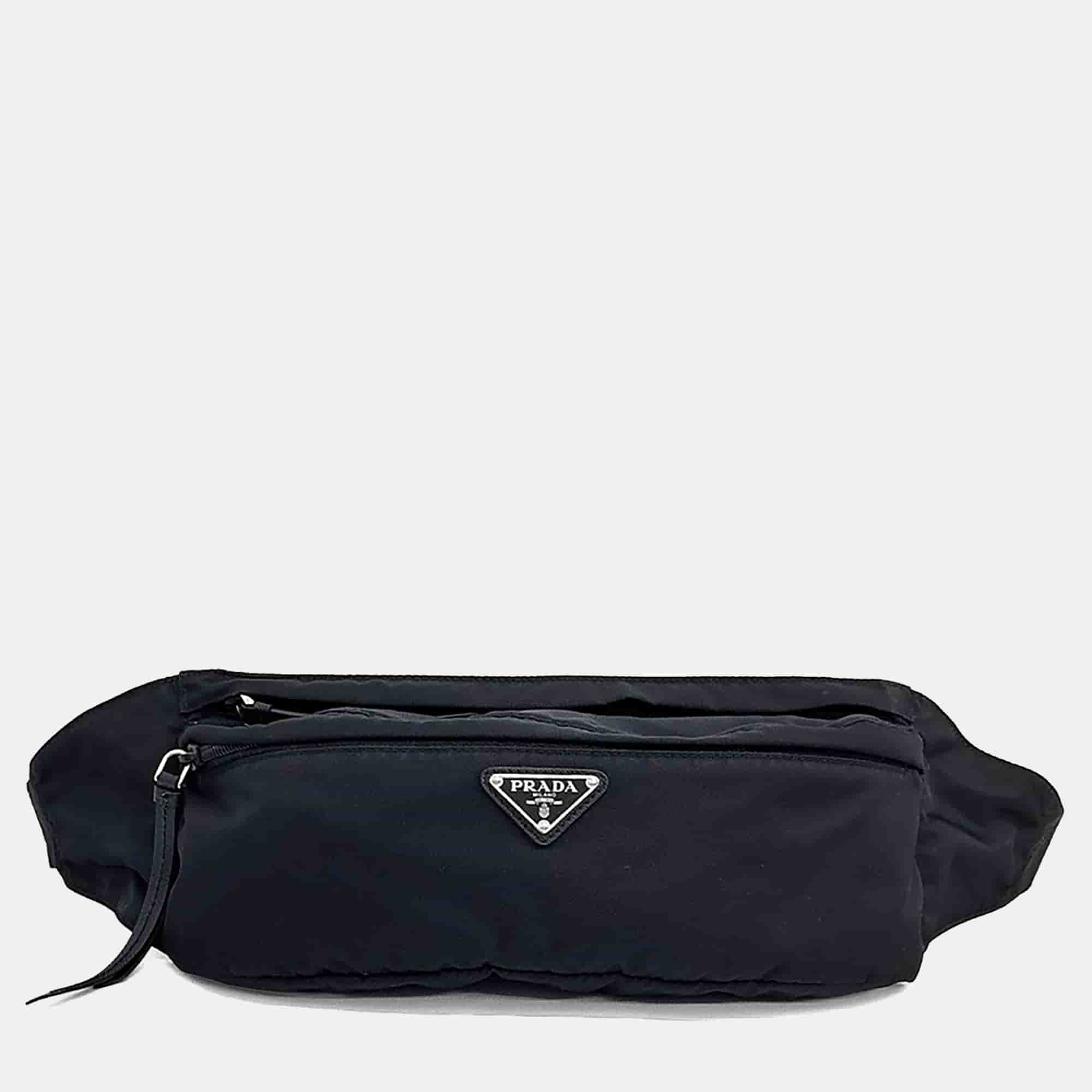 Prada Black Nylon Fabric Belt Bag