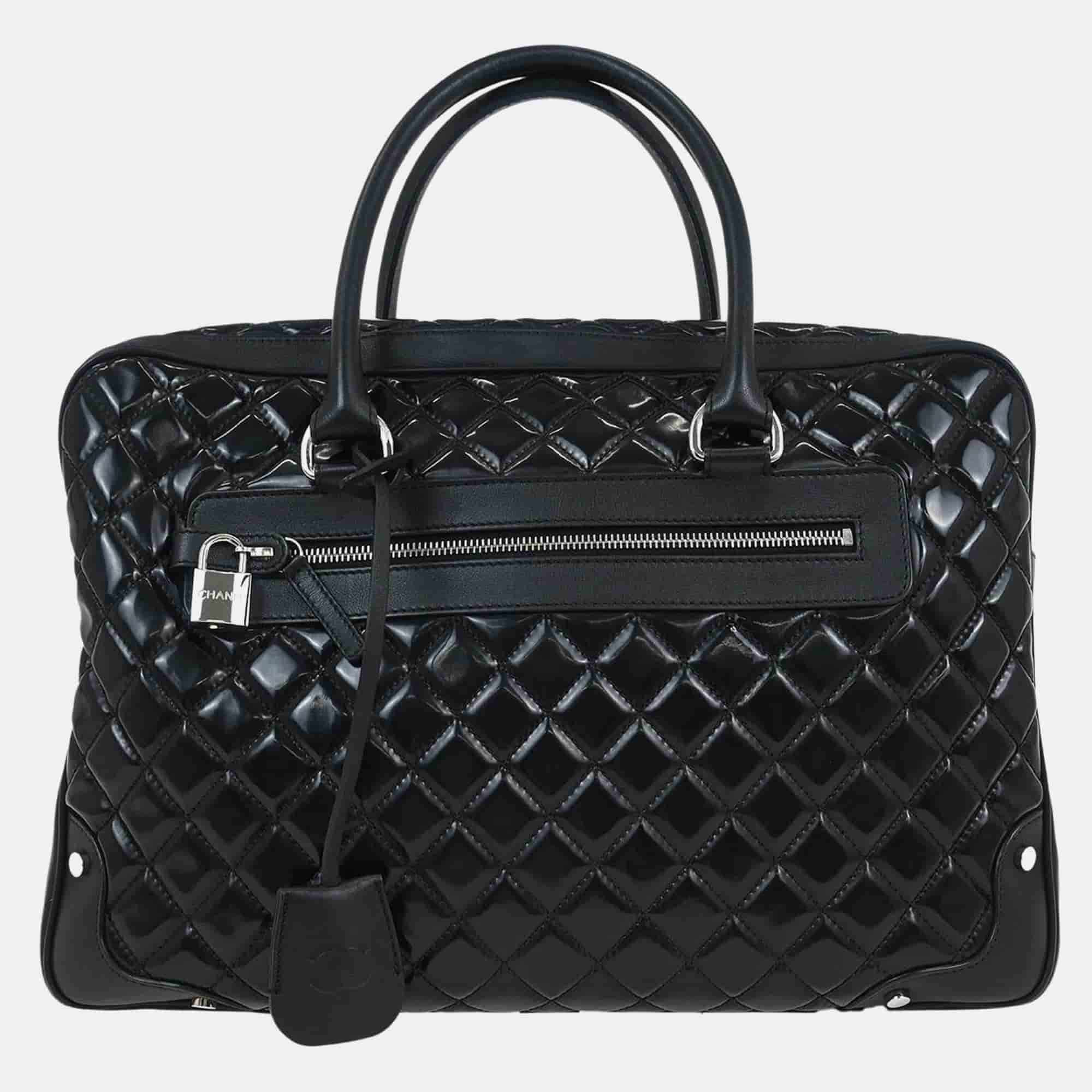 Chanel Duffle Black Patent Leather Duffel Bag
