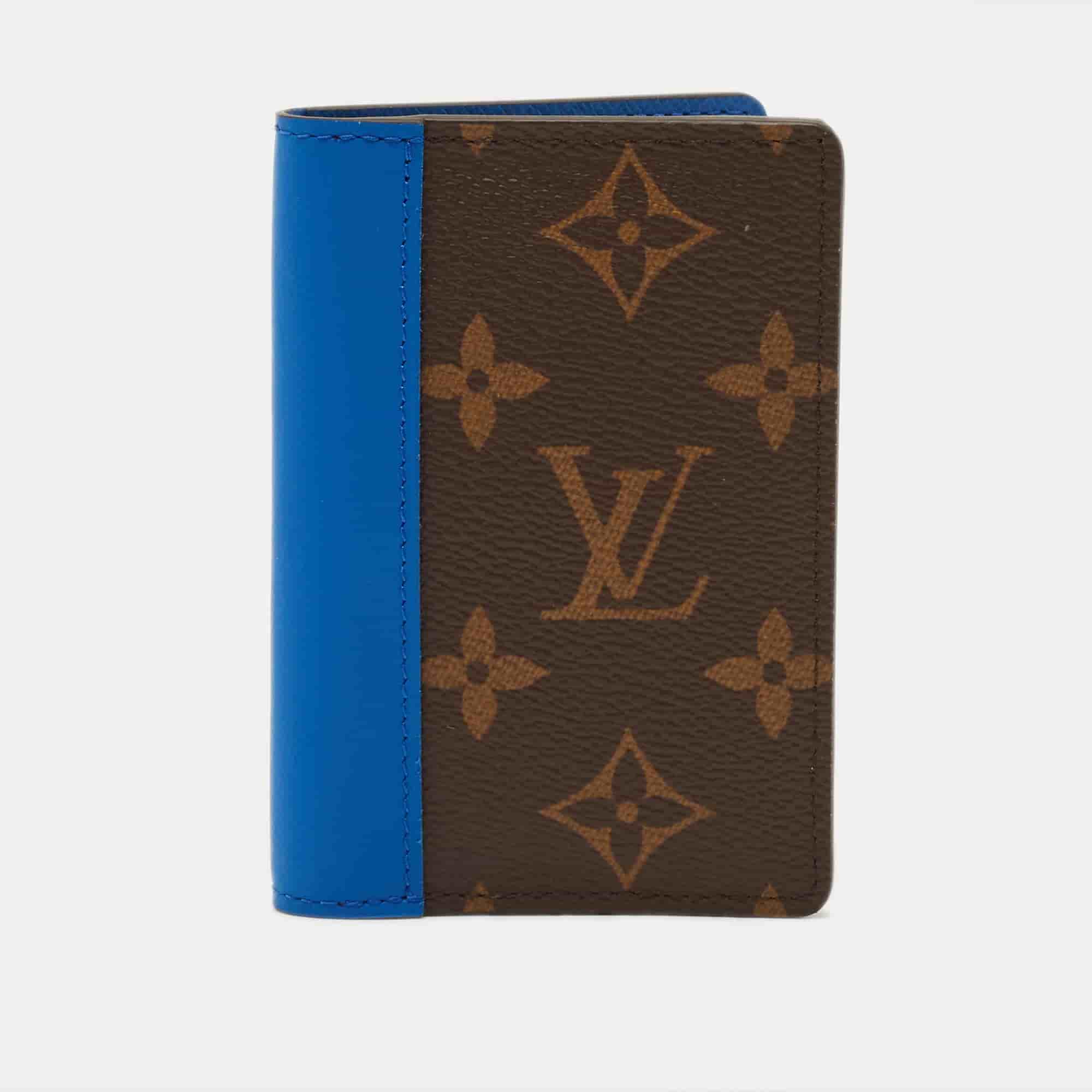 Louis Vuitton Blue Leather and Monogram Canvas Pocket Organizer