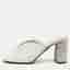 Miu Miu Size 38 White Leather Block Heel Slide Sandals