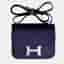 Hermes Constance 19 Deep Sea Blue Silk Canvas Shoulder Bag