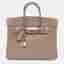 Hermes Birkin 25 Palladium Finish Etoupe Tadelakt Leather Tote