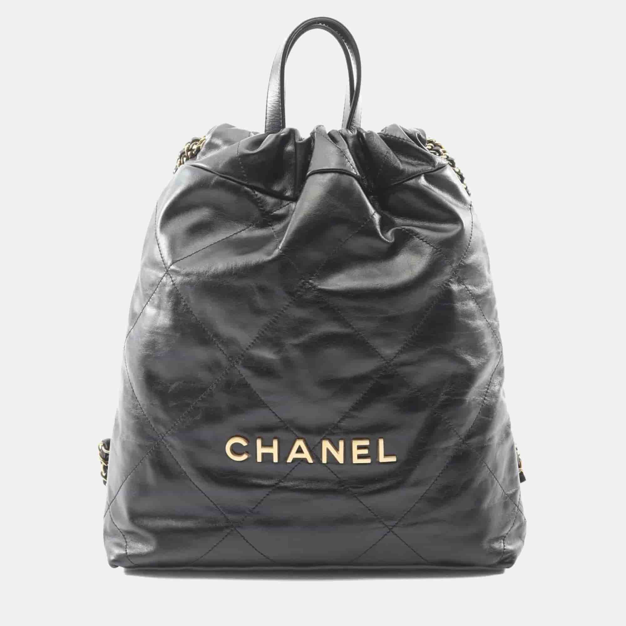 Chanel Chanel 22 Small Black Leather Backpack