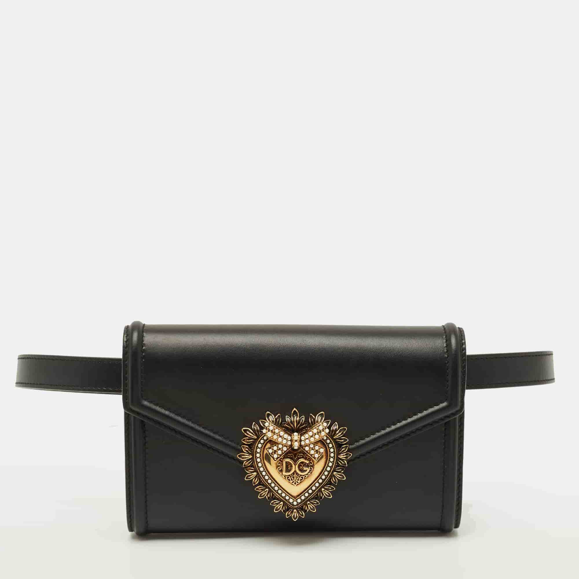 Dolce & Gabbana Devotion Black Leather Belt Bag