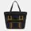 Hermes Pursangle MM Noir/Caramel Militaire Toile and Taurillon Clemence Leather Tote