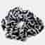 Hermes Black/White Silk Cashew Hair Scrunchie