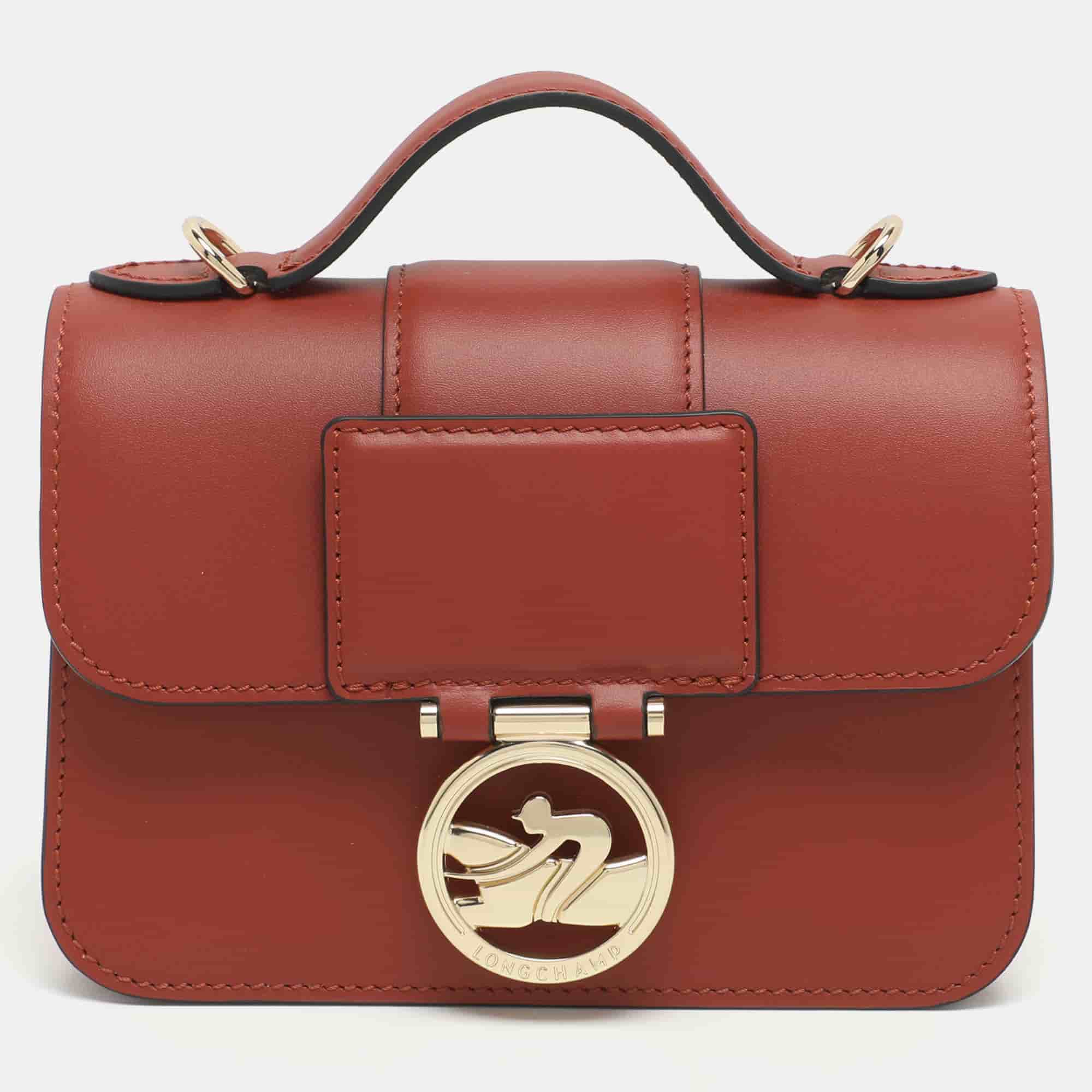 Longchamp Box Trot Brown Leather Shoulder Bag