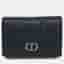 Christian Dior Caro Small Black Calfskin Leather Trifold Wallet Bag