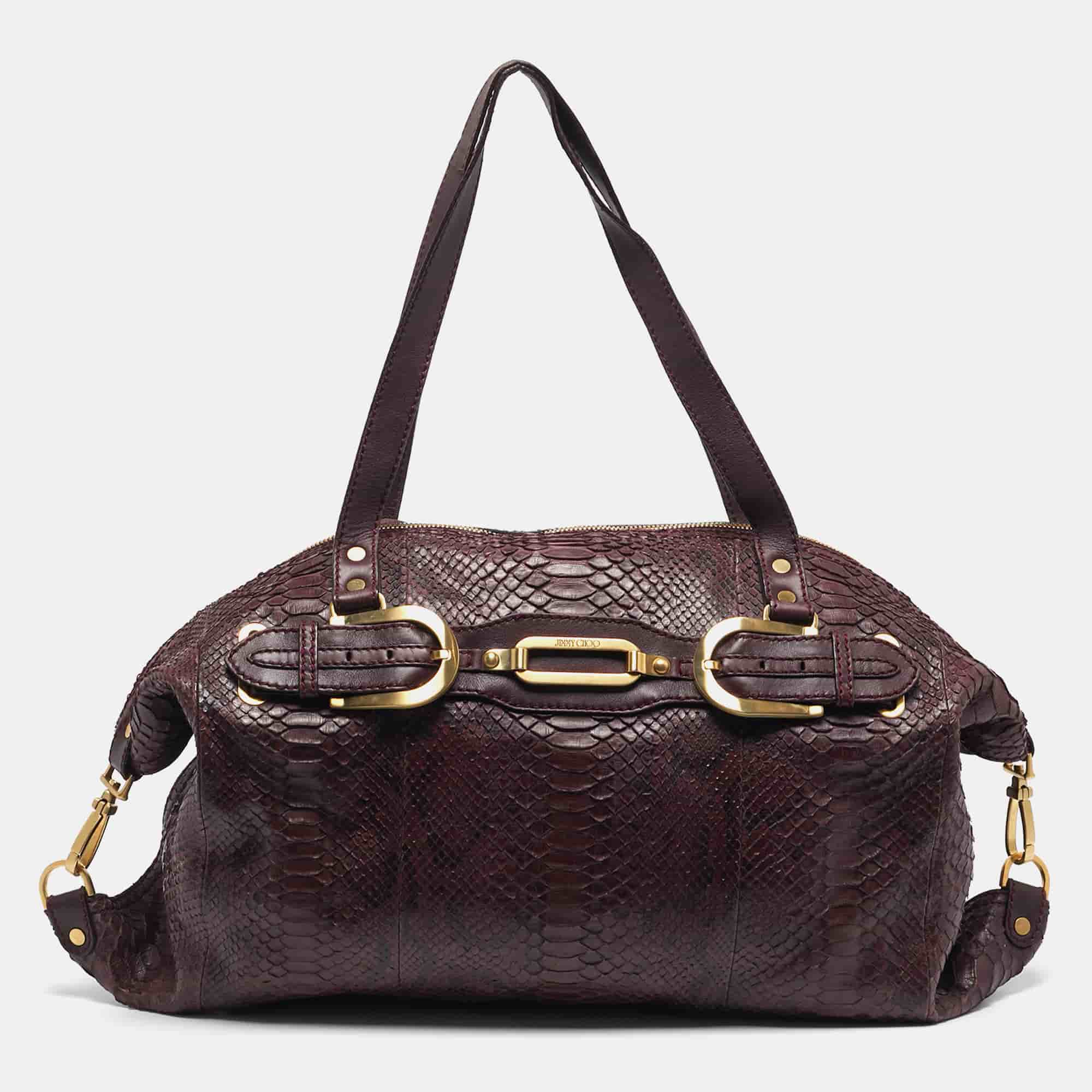 Jimmy Choo Purple Python and Leather Weekender