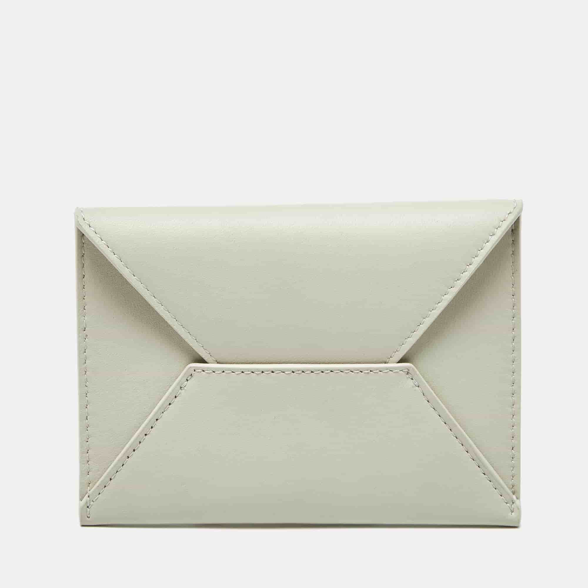 Bottega Veneta Off White Leather Envelope Card Holder