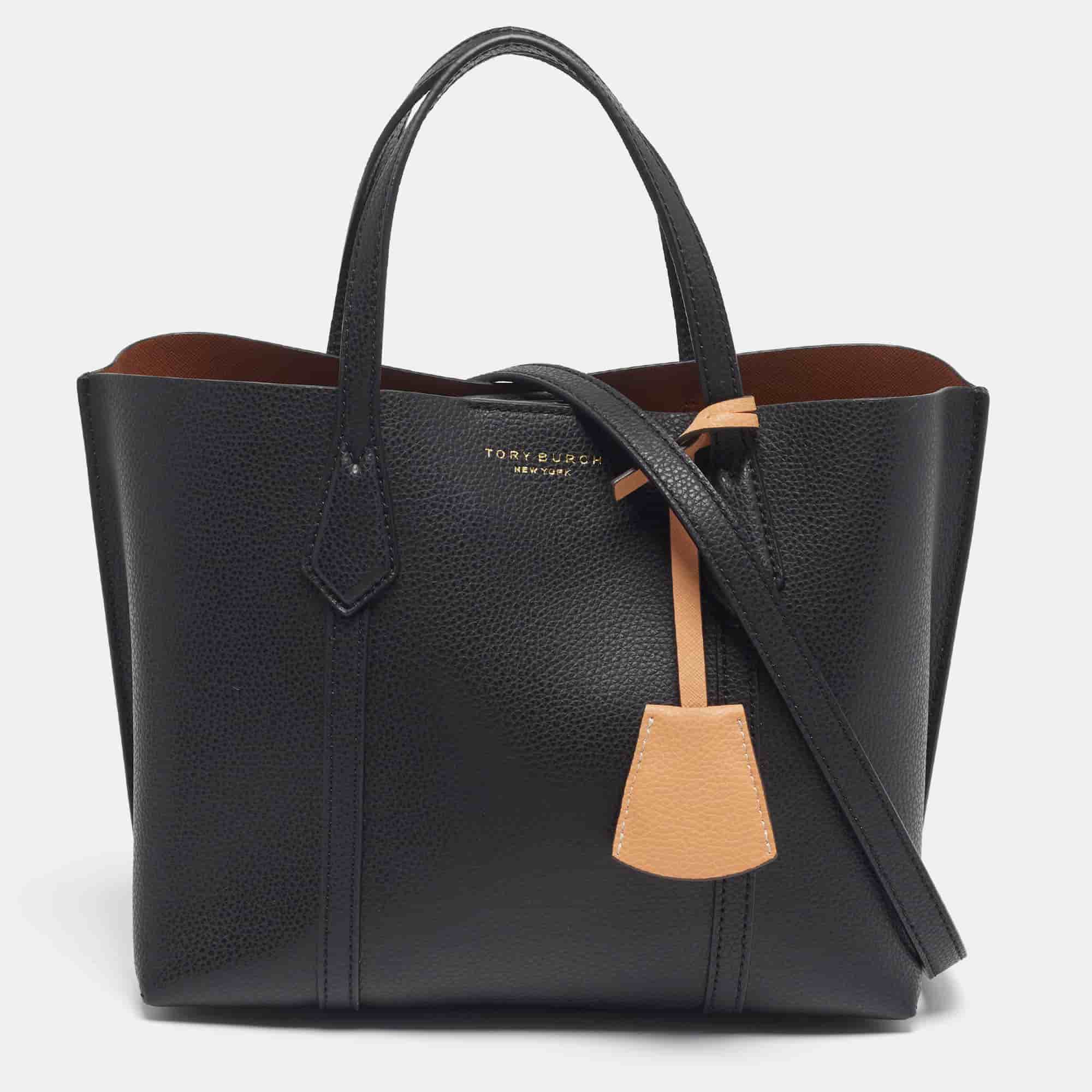 Tory Burch Perry Triple-Compartment Small Leather Tote
