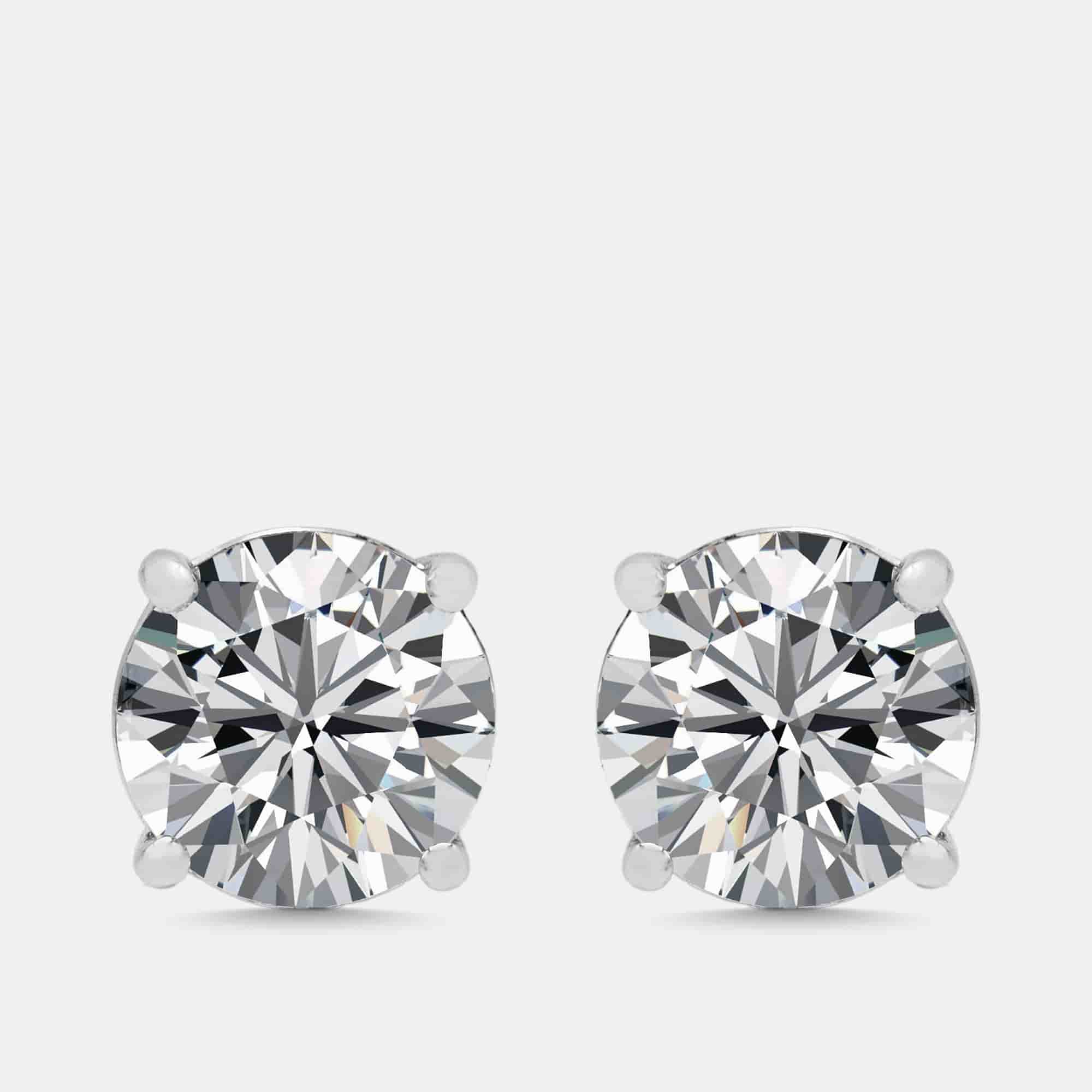 2.06 cts Round Lab Grown Diamond 18K White Gold Earrings