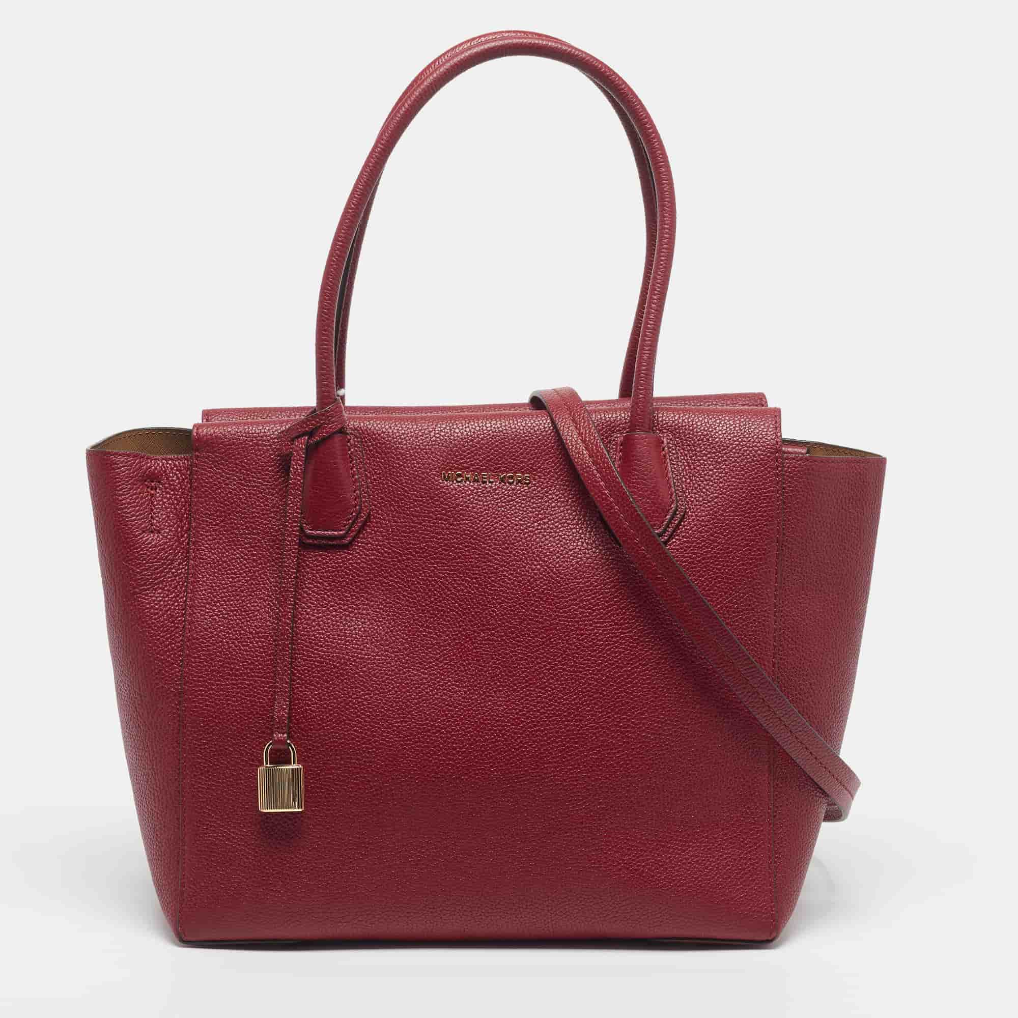 MICHAEL Michael Kors Mercer Large Red Leather Satchel