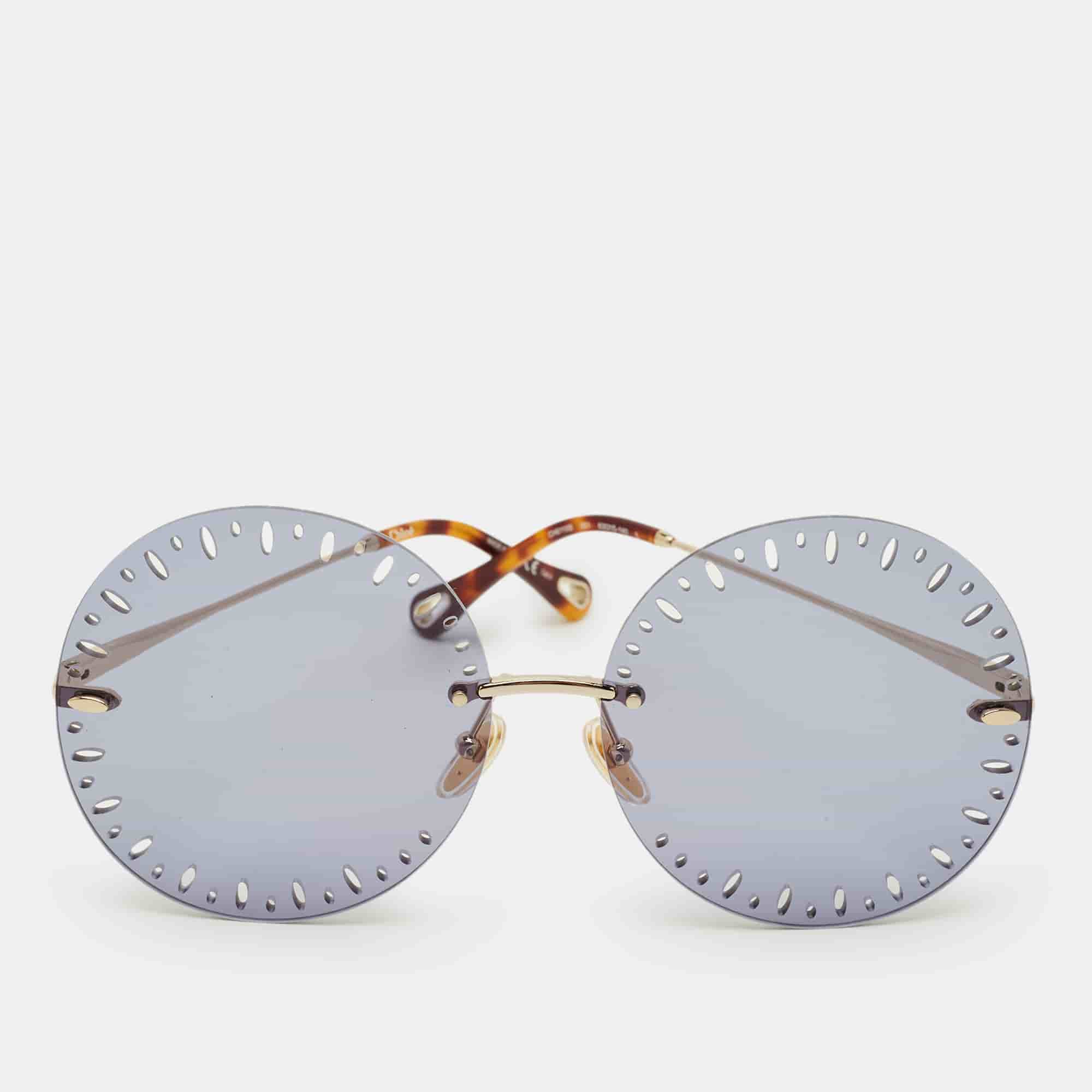 Chloe Gold/Light Blue Gradient CHO11OS 001 Round Sunglasses