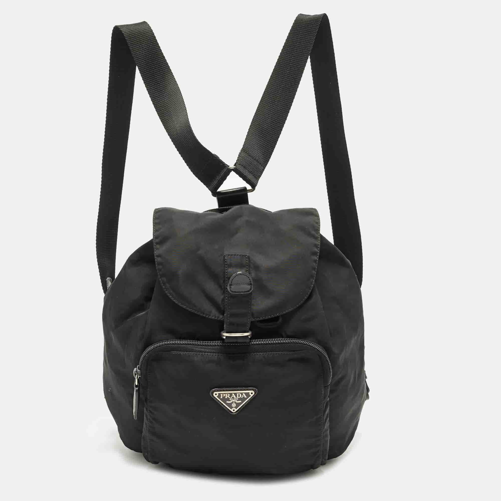 Prada Black Nylon Vintage Drawstring Backpack