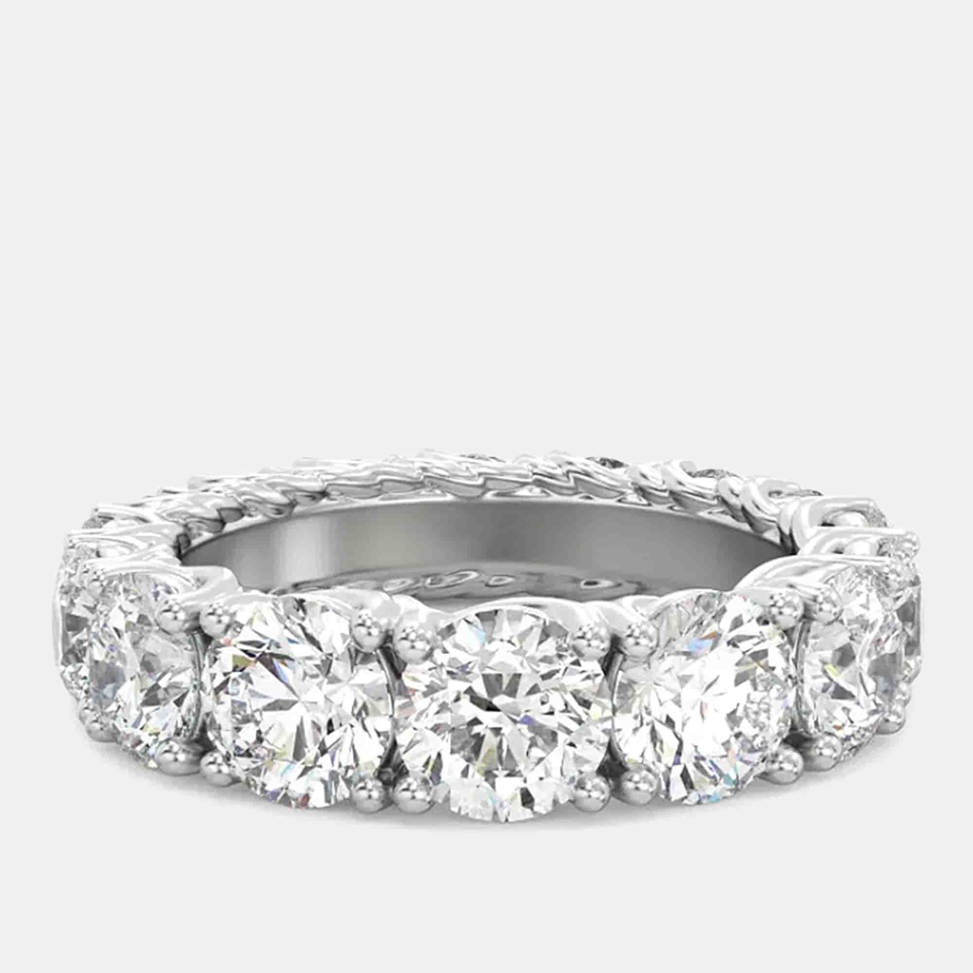 6 cts Round Lab Grown Diamond 18k White Gold Wedding Eternity Band Size 52