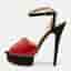 Charlotte Olympia Size 39 Red Patent Leather Suede Platform Sandals