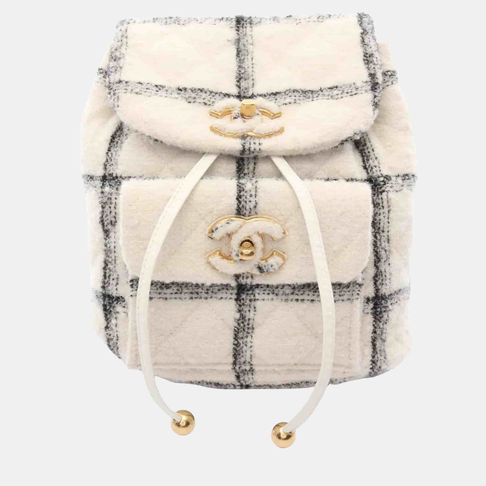 Chanel Duma White/Black Wool Backpack