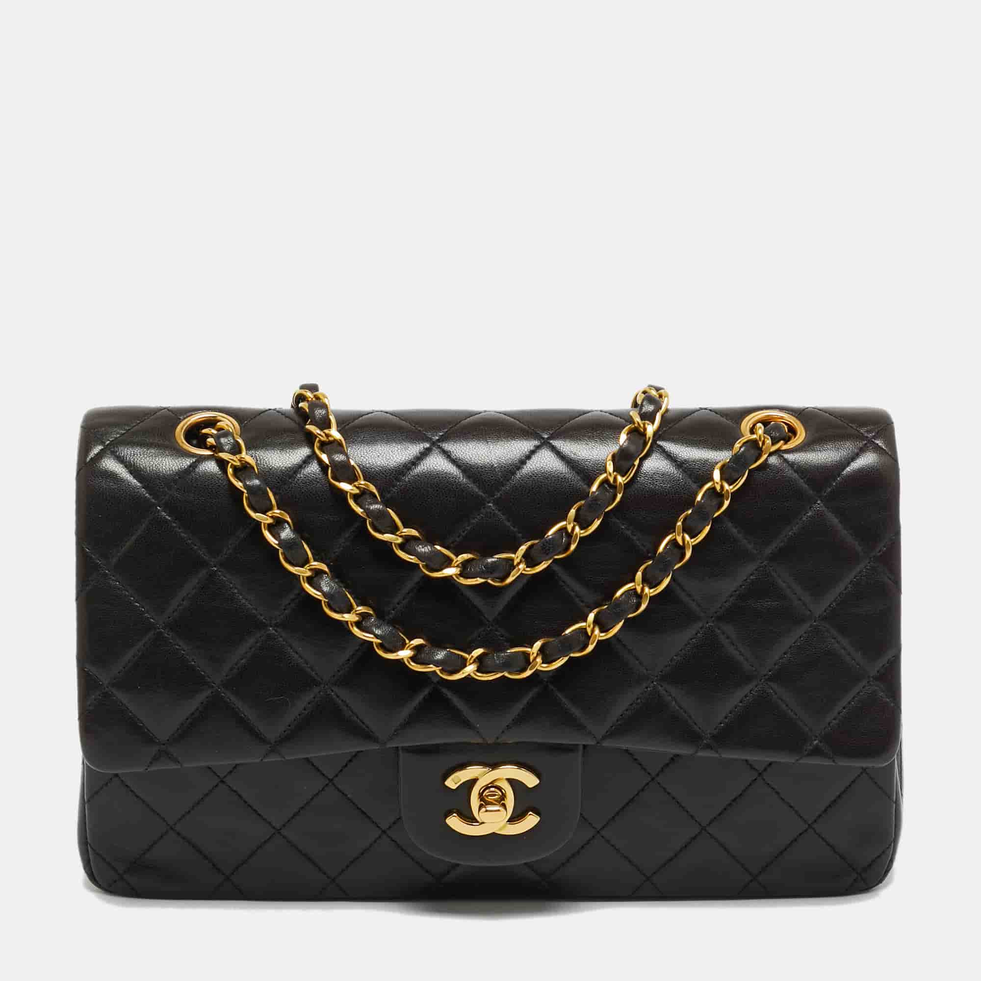Chanel Classic Double Flap Medium Black Quilted Leather Bag
