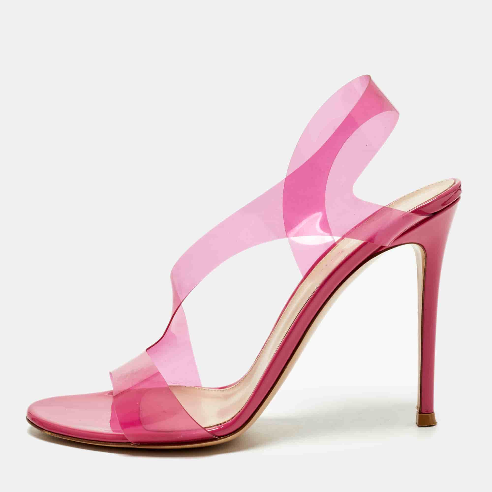Gianvito Rossi Metropolis Size 40.5 Purple PVC Ankle Strap Sandals